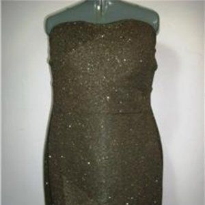 WOMEN NWT WISHES WISHES BROWN STRAPLESS SPARKLY EVENING DRESS 1X